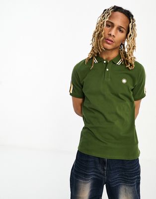 Pretty Green Hollen sleeve stripe polo shirt in green