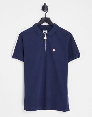 Pretty Green Tilby zip polo shirt in navy