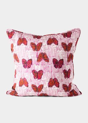 Pretty In Pink Butterflies Pillow, 22"