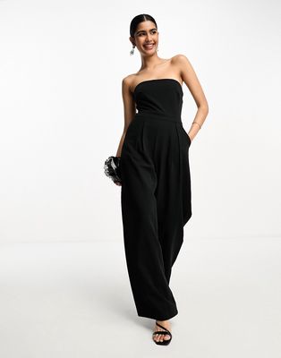 Pretty Lavish bandeau jumpsuit with pockets in black