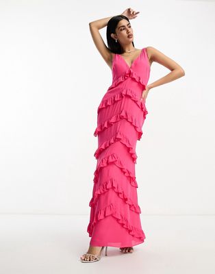 Pretty Lavish ruffle maxi dress in pink