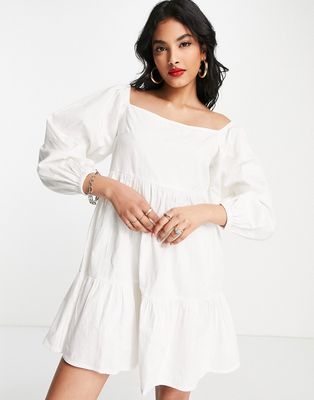 Pretty Lavish smock mini dress in white