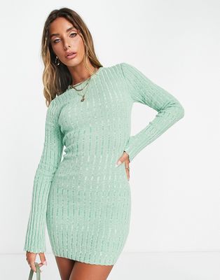 Pretty Lavish space dye knit mini dress in green