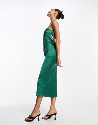 Pretty Lavish strapless midaxi dress in emerald-Green