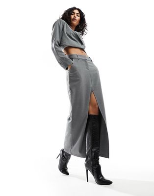 Pretty Lavish tailored maxi skirt in gray melange - part of a set
