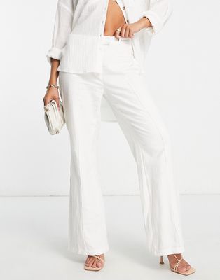 Pretty Lavish tailored wide leg pants in cream - part of a set-White