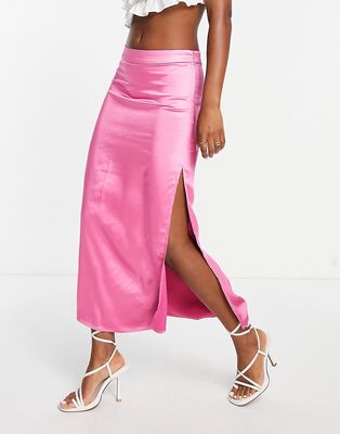 Pretty Lavish thigh slit midaxi skirt in millennial pink - part of a set