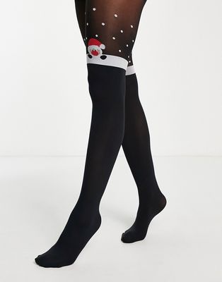 Pretty Polly over-the-knee Santa tights in black