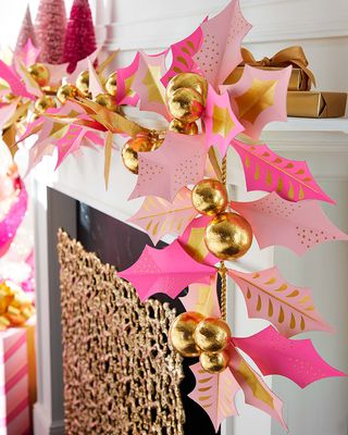 Pretty Prickly and Pink Holly Christmas Garland