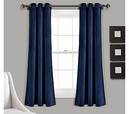 Prima Velvet Solid 38"x63" Window Curtains by L ush Decor