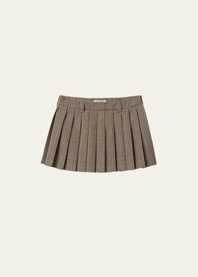 Prince of Wales Check Pleated Mini Skirt