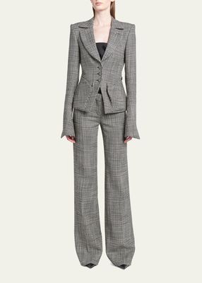 Prince Of Wales Check Wide-Leg Trousers
