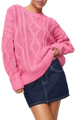 Princess Polly Anaya Oversize Cable Stitch Sweater in Pink