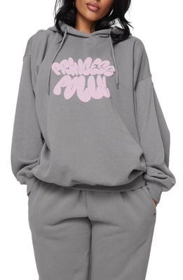Princess Polly Logo Graphic Hoodie in Charcoal/Pink