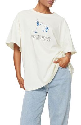 Princess Polly More than Friends Oversize Organic Cotton Graphic T-Shirt in Off White
