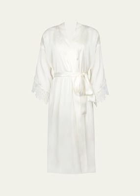 Princesse Iris Lace-Trim Satin Robe