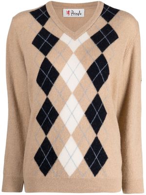 Pringle of Scotland argyle-knit wool-blend jumper - Neutrals