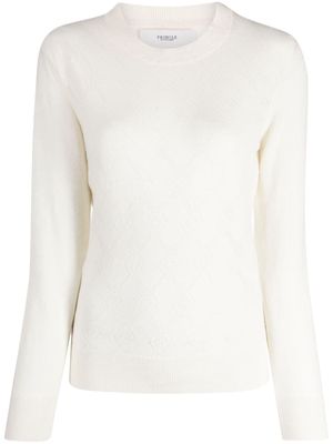 Pringle of Scotland argyled-pointelle cashmere jumper - White