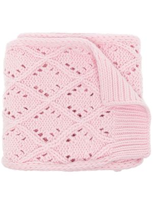 Pringle of Scotland diamond eyelet-stitch wool scarf - Pink