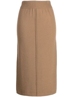 Pringle of Scotland elasticated-waist wool-cashmere blend skirt - Brown