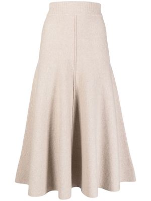 Pringle of Scotland fine-knit cashmere midi skirt - Neutrals