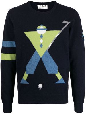 Pringle of Scotland Geometric George Golf intarsia-knit jumper - Blue