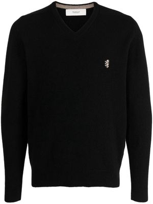 Pringle of Scotland logo-embroidered V-neck jumper - Black