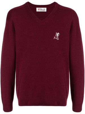 Pringle of Scotland logo-embroidery wool-blend jumper - Red