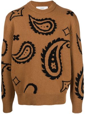 Pringle of Scotland paisley motif wool jumper - Brown
