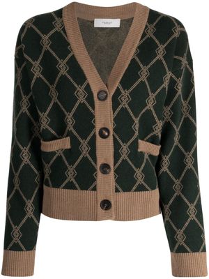 Pringle of Scotland patterned intarsia-knit V-neck cardigan - Green