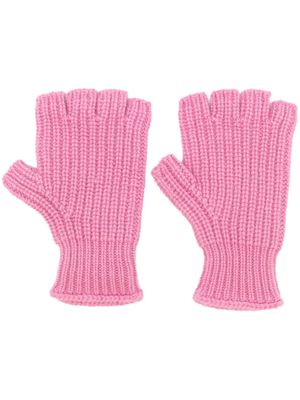 Pringle of Scotland ribbed fingerless gloves - Pink