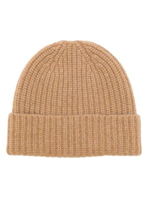 Pringle of Scotland ribbed-knit cashmere beanie - Brown