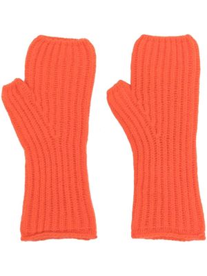 Pringle of Scotland ribbed-knit cashmere gloves - Orange