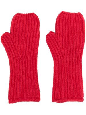 Pringle of Scotland ribbed-knit cashmere gloves - Red
