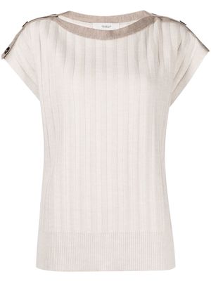 Pringle of Scotland ribbed-knit wool blouse - Neutrals