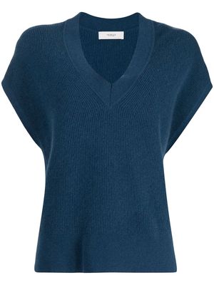 Pringle of Scotland ribbed V-neck knitted top - Blue