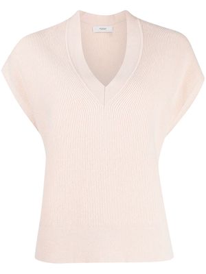 Pringle of Scotland V-neck short-sleeved knitted top - White