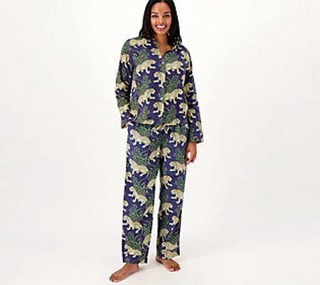 Print Fresh Flannel Long Sleeve Collared Pajama Set