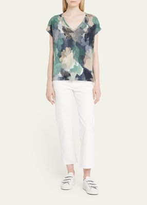 Printed Cotton Stretch Novelty Top