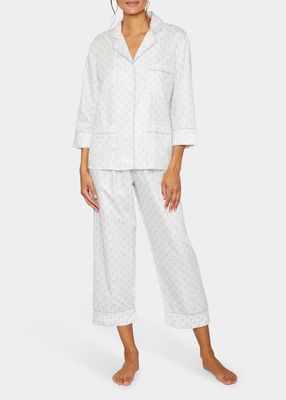 Printed Cropped Cotton Pajama Set