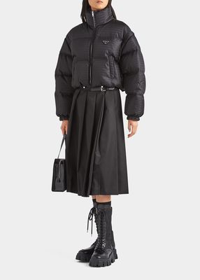 Printed Down Jacket with Detachable Sleeves