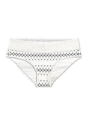 Printed Lace-Trimmed Hipster Briefs