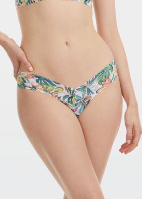 Printed Low-Rise Signature Lace Thong