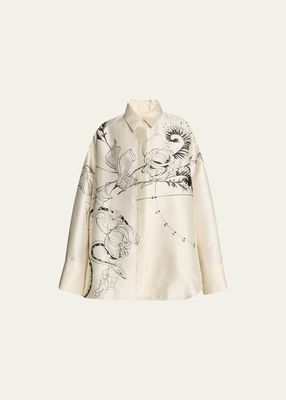 Printed Placed Oversize Wool Shirt