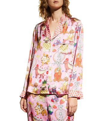 Printed Satin Pajama Set
