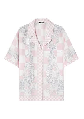 Printed Silk Twill Button-Front Shirt