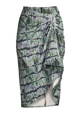 Printed Snake-Effect Faux Leather Skirt
