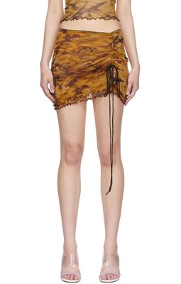 PRISCAVera Orange Nylon Mini Skirt