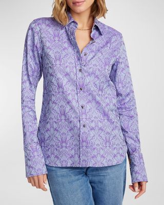 Priscilla Abstract-Print Button-Down Shirt