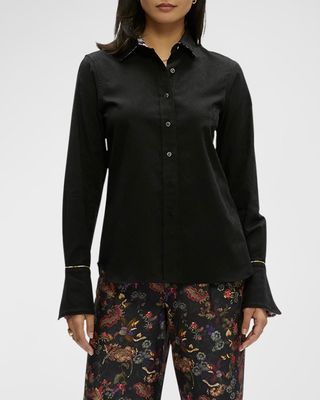 Priscilla Button-Down Split-Cuff Shirt